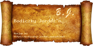 Bodiczky Jordán névjegykártya